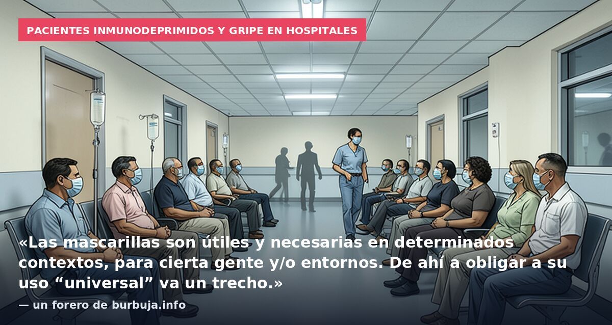 Pacientes inmunodeprimidos y gripe en hospitales: «Las mascarillas son útiles y necesarias en determinados contextos, para cierta gente y/o entornos. De ahí a obligar a su uso “universal” va un trecho.» — un forero de burbuja.info