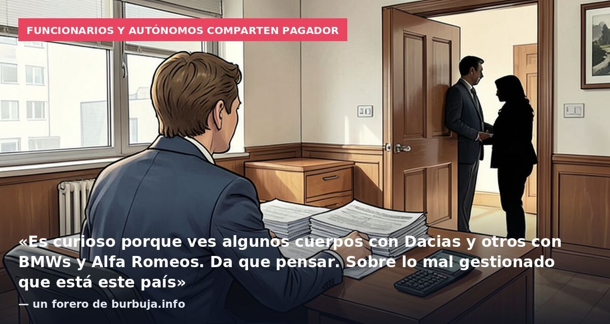 Funcionarios y autónomos comparten pagador: «Es curioso porque ves algunos cuerpos con Dacias y otros con BMWs y Alfa Romeos. Da que pensar. Sobre lo mal gestionado que está este país» — un forero de burbuja.info