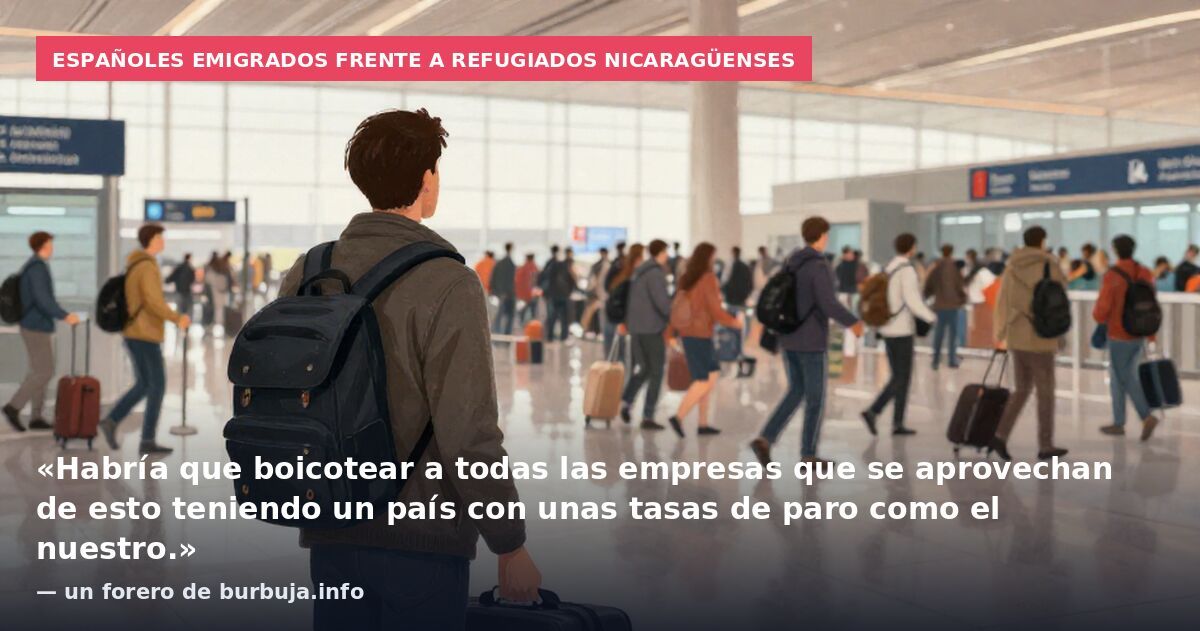 Españoles emigrados frente a refugiados nicaragüenses: «Habría que boicotear a todas las empresas que se aprovechan de esto teniendo un país con unas tasas de paro como el nuestro.» — un forero de burbuja.info