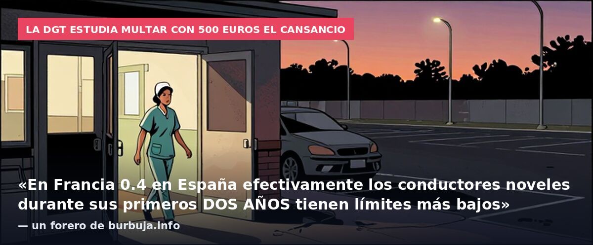 La DGT estudia multar con 500 euros el cansancio: «En Francia 0.4 en España efectivamente los conductores noveles durante sus primeros DOS AÑOS tienen límites más bajos» — un forero de burbuja.info