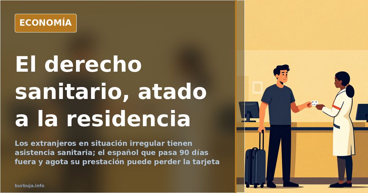 Persona con maleta en el mostrador de un centro de salud gestionando su tarjeta sanitaria tras volver del extranjero