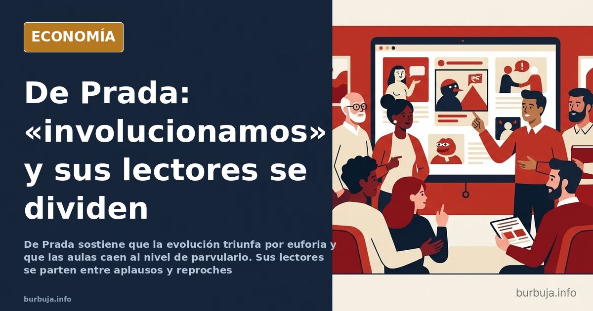Ilustración editorial de un aula universitaria vacía con un libro antiguo sobre la mesa y una pantalla encendida al fondo, so