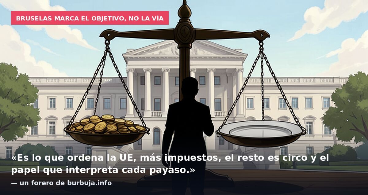 Bruselas marca el objetivo, no la vía: «Es lo que ordena la UE, más impuestos, el resto es circo y el papel que interpreta cada payaso.» — un forero de burbuja.info