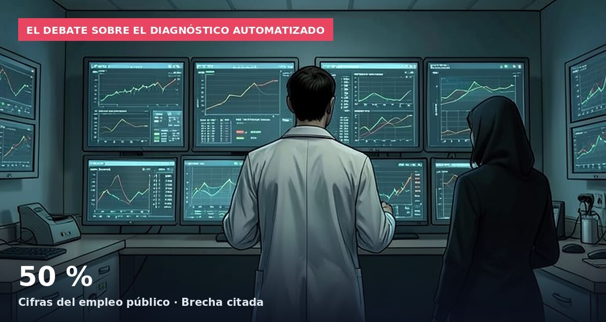 El debate sobre el diagnóstico automatizado: 50 % Cifras del empleo público · Brecha citada