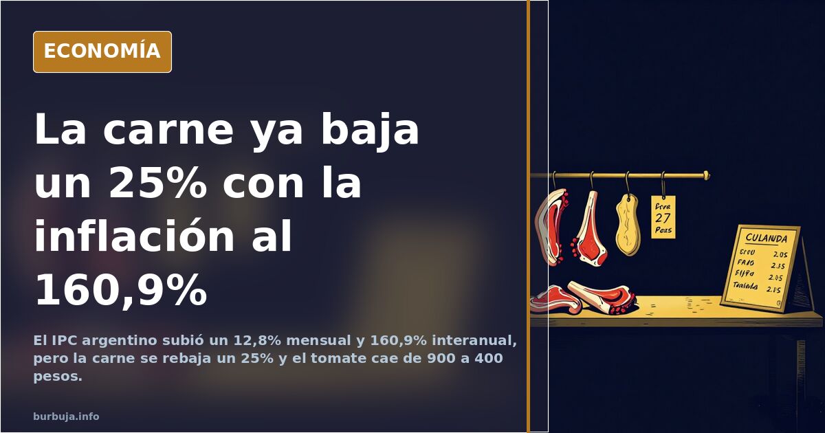 Inflación al 160,9% en Argentina y la carne ya baja hasta un 25%