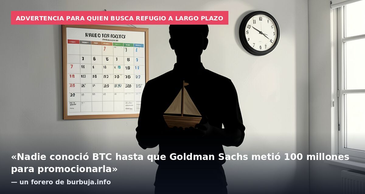 Advertencia para quien busca refugio a largo plazo: «Nadie conoció BTC hasta que Goldman Sachs metió 100 millones para promocionarla» — un forero de burbuja.info
