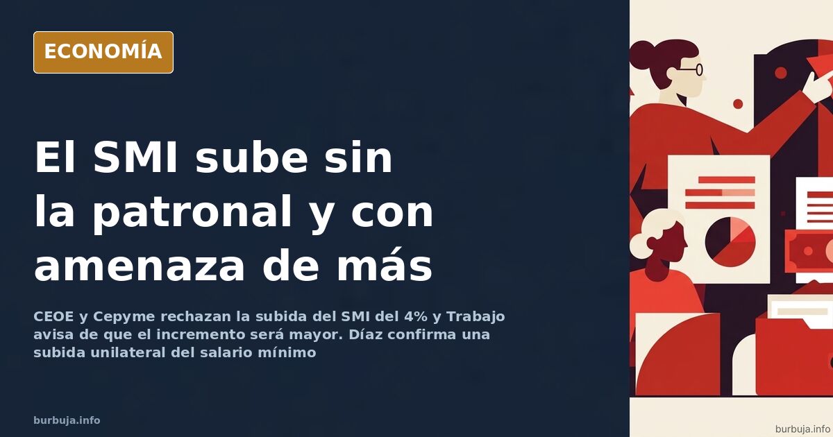 Ilustración editorial sobre la subida del SMI y el pulso entre el Gobierno y las patronales