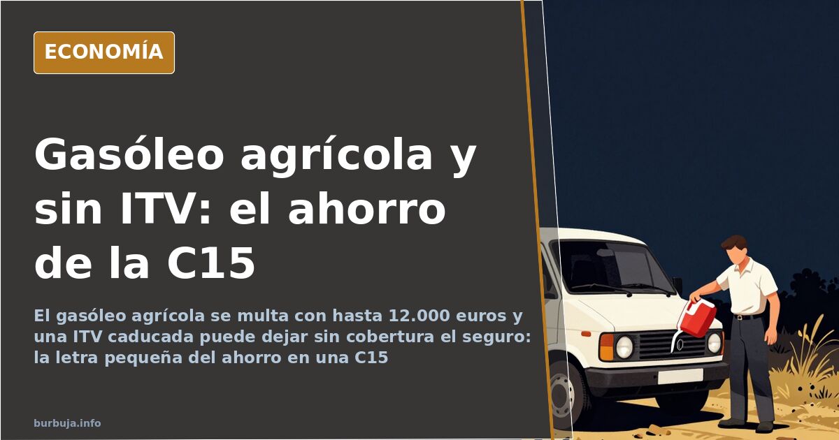 Furgoneta C15 blanca estacionada junto a una bomba de gasóleo agrícola en un entorno rural