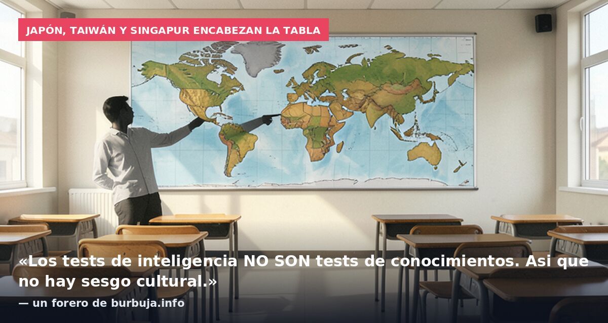 Japón, Taiwán y Singapur encabezan la tabla: «Los tests de inteligencia NO SON tests de conocimientos. Asi que no hay sesgo cultural.» — un forero de burbuja.info