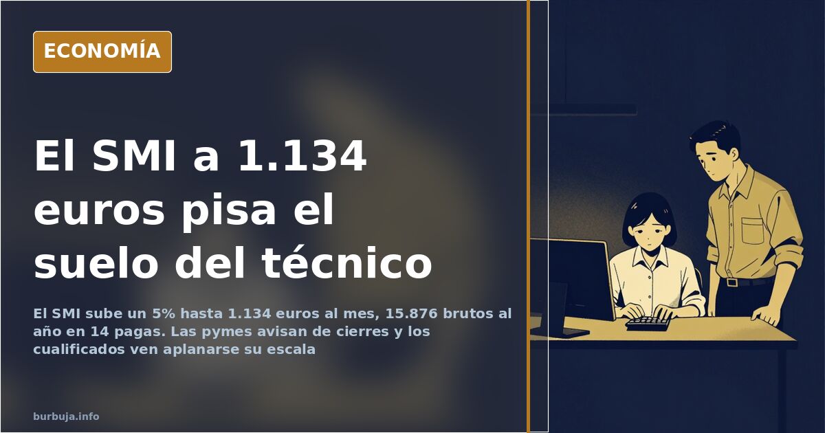 Calculadora y billetes de euro sobre una mesa, ilustrando el salario mínimo interprofesional de 1.134 euros al mes en 2024