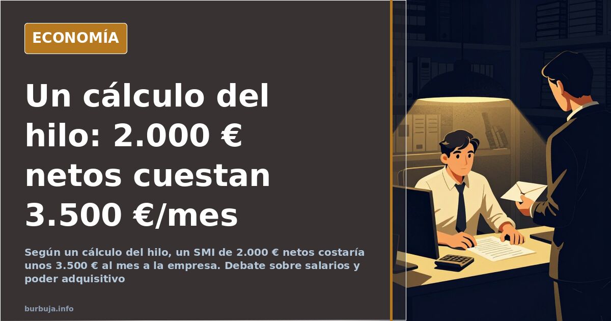 Ilustración editorial con barras comparando cifras del SMI: 1.100 euros actuales frente a los 2.000 propuestos