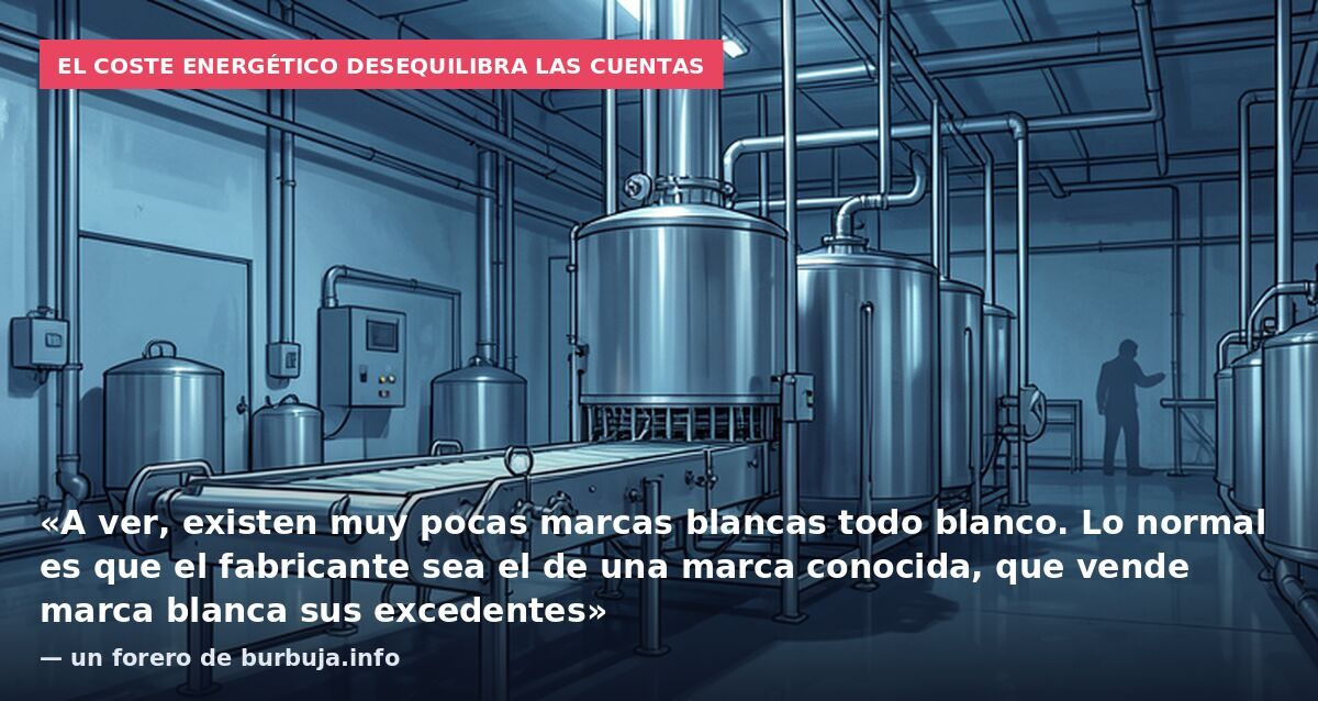 El coste energético desequilibra las cuentas: «A ver, existen muy pocas marcas blancas todo blanco. Lo normal es que el fabricante sea el de una marca conocida, que vende marca blanca sus excedentes» — un forero de burbuja.info