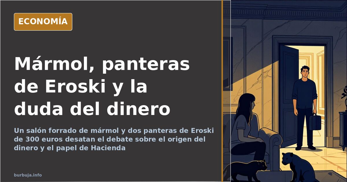 Salón revestido de mármol con figuras de pantera y mobiliario clásico, símbolo del lujo ostentoso que ha desatado el debate