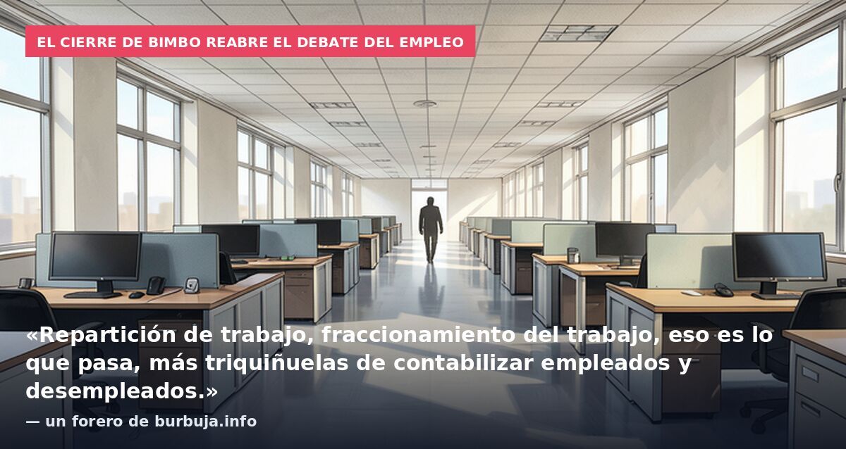 El cierre de Bimbo reabre el debate del empleo: «Repartición de trabajo, fraccionamiento del trabajo, eso es lo que pasa, más triquiñuelas de contabilizar empleados y desempleados.» — un forero de burbuja.info