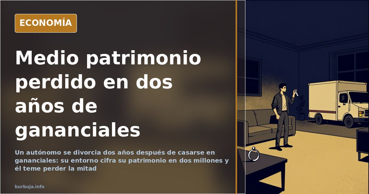 Ilustración editorial de documentos de divorcio y una cartera sobre una mesa de despacho en azul marino y dorado