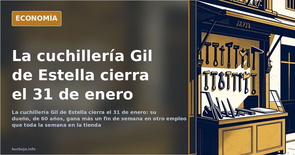 Jesús María Gil en el interior de su cuchillería de Estella