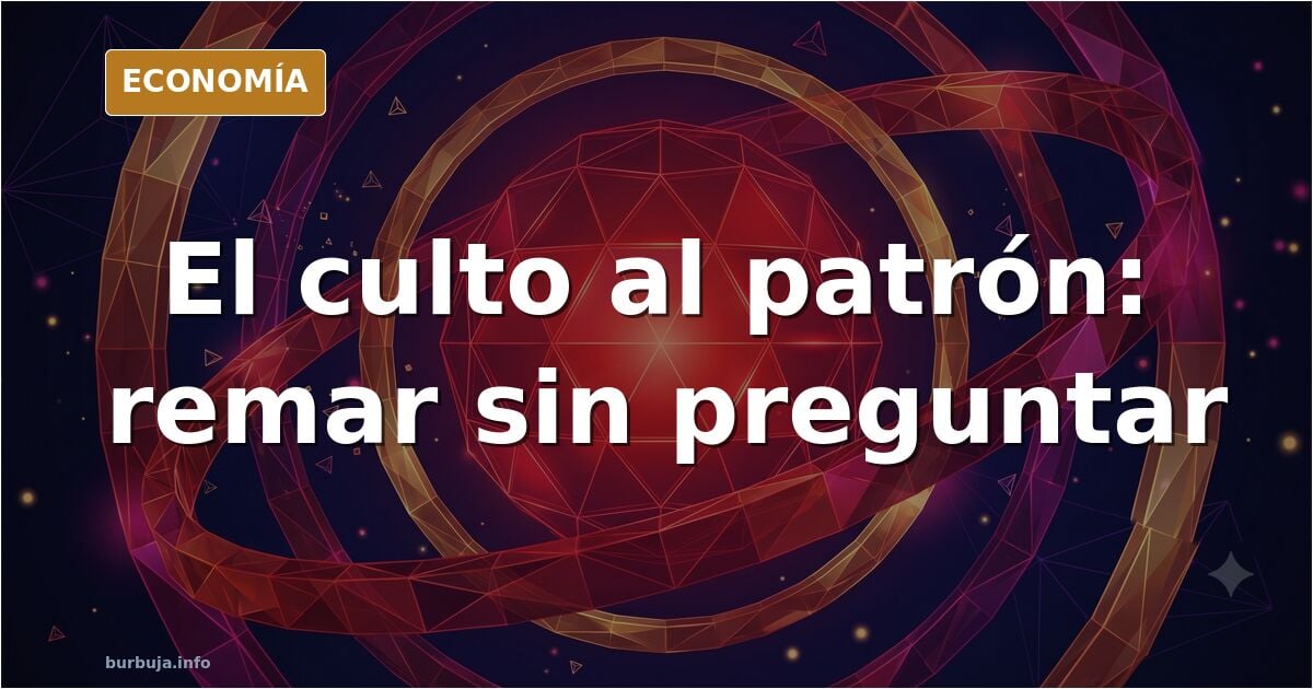 Ilustración editorial de un trabajador fichando en una nave industrial al amanecer, con la figura del patrón observando desde