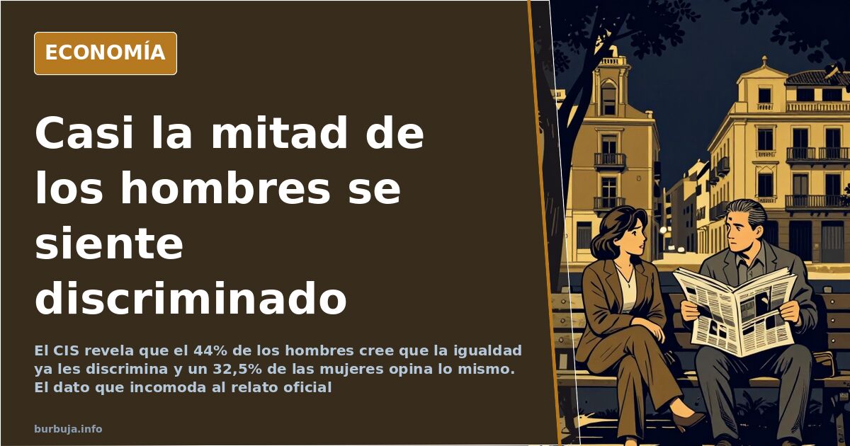 Gráfico de barras sobre percepción de la igualdad de género con porcentajes de hombres y mujeres según la encuesta del CIS