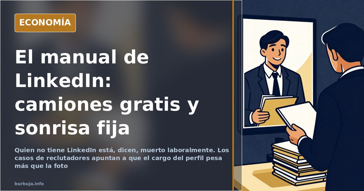 Perfil profesional con foto de fondo blanco frente a una carretilla de descarga, una escoba y una nave industrial