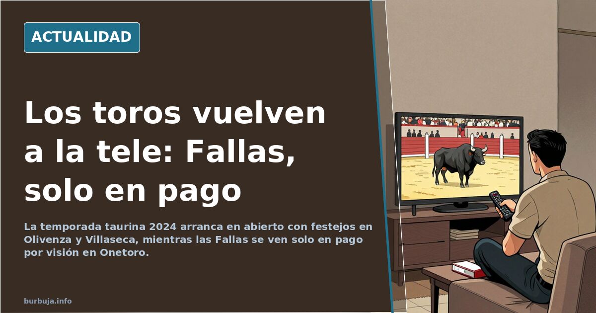 Vista de un coso taurino con un cartel de la temporada 2024 y una cámara de televisión en primer plano
