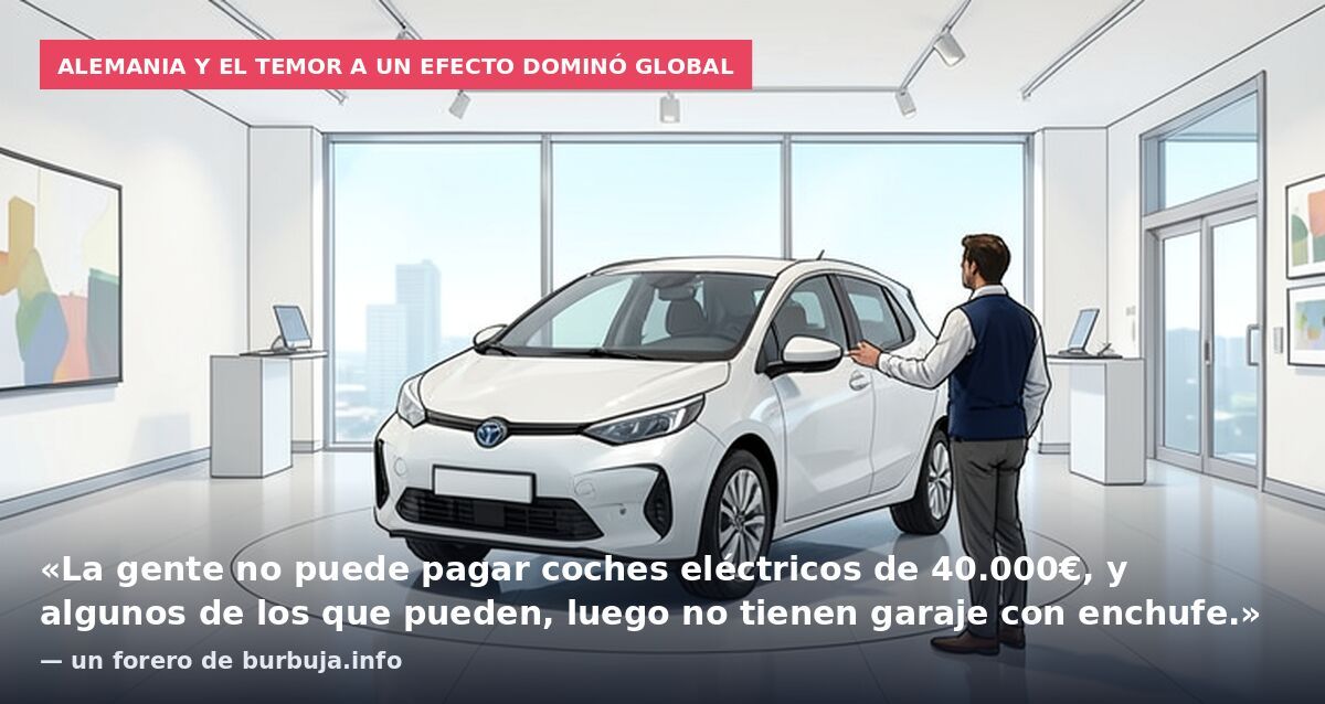 Alemania y el temor a un efecto dominó global: «La gente no puede pagar coches eléctricos de 40.000€, y algunos de los que pueden, luego no tienen garaje con enchufe.» — un forero de burbuja.info
