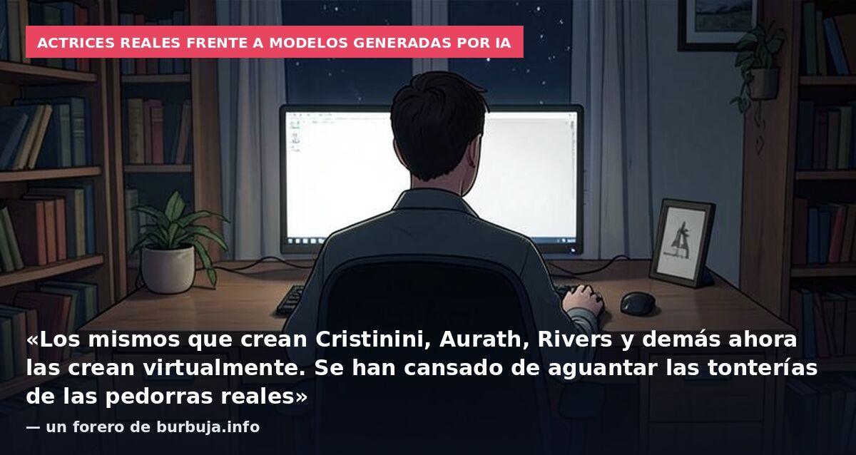 Actrices reales frente a modelos generadas por IA: «Los mismos que crean Cristinini, Aurath, Rivers y demás ahora las crean virtualmente. Se han cansado de aguantar las tonterías de las pedorras reales» — un forero de burbuja.info