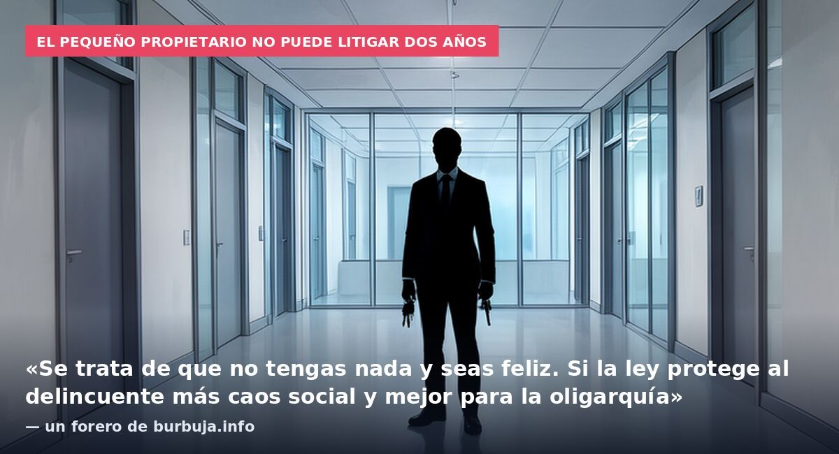 El pequeño propietario no puede litigar dos años: «Se trata de que no tengas nada y seas feliz. Si la ley protege al delincuente más caos social y mejor para la oligarquía» — un forero de burbuja.info