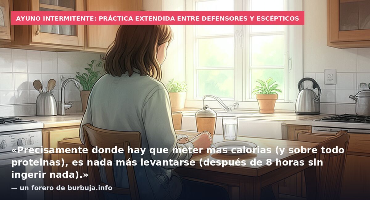Ayuno intermitente: práctica extendida entre defensores y escépticos: «Precisamente donde hay que meter mas calorias (y sobre todo proteinas), es nada más levantarse (después de 8 horas sin ingerir nada).» — un forero de burbuja.info