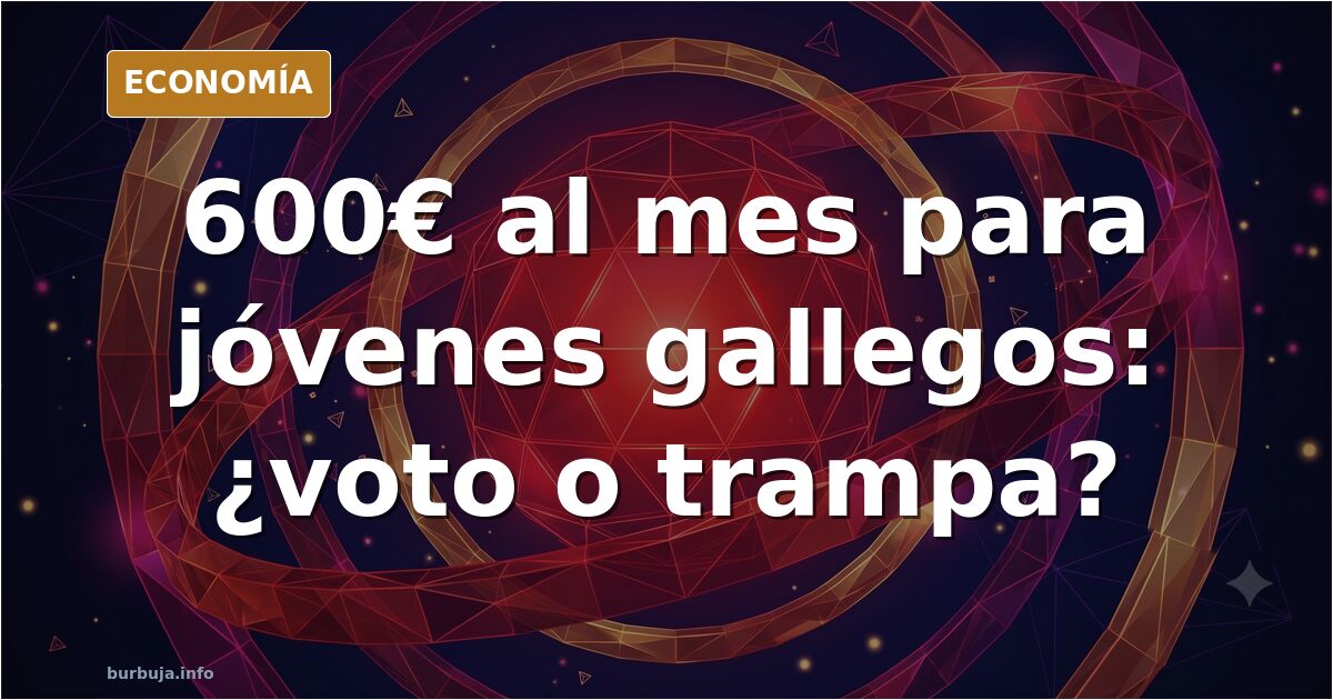 Ilustración editorial sobre la propuesta de renta universal de 600 euros al mes para jóvenes gallegos de 18 a 30 años