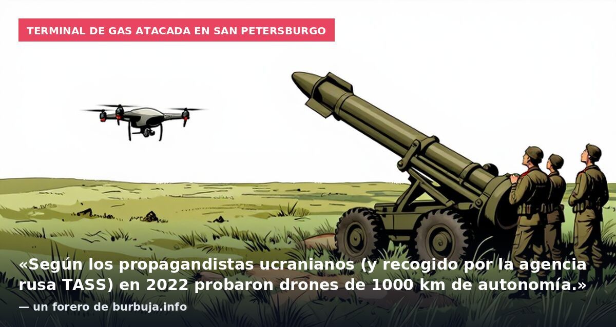 Terminal de gas atacada en San Petersburgo: «Según los propagandistas ucranianos (y recogido por la agencia rusa TASS) en 2022 probaron drones de 1000 km de autonomía.» — un forero de burbuja.info
