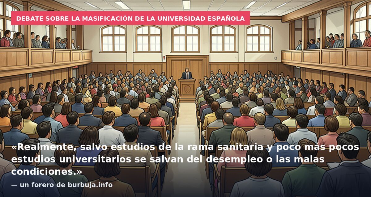 Debate sobre la masificación de la universidad española: «Realmente, salvo estudios de la rama sanitaria y poco más pocos estudios universitarios se salvan del desempleo o las malas condiciones.» — un forero de burbuja.info