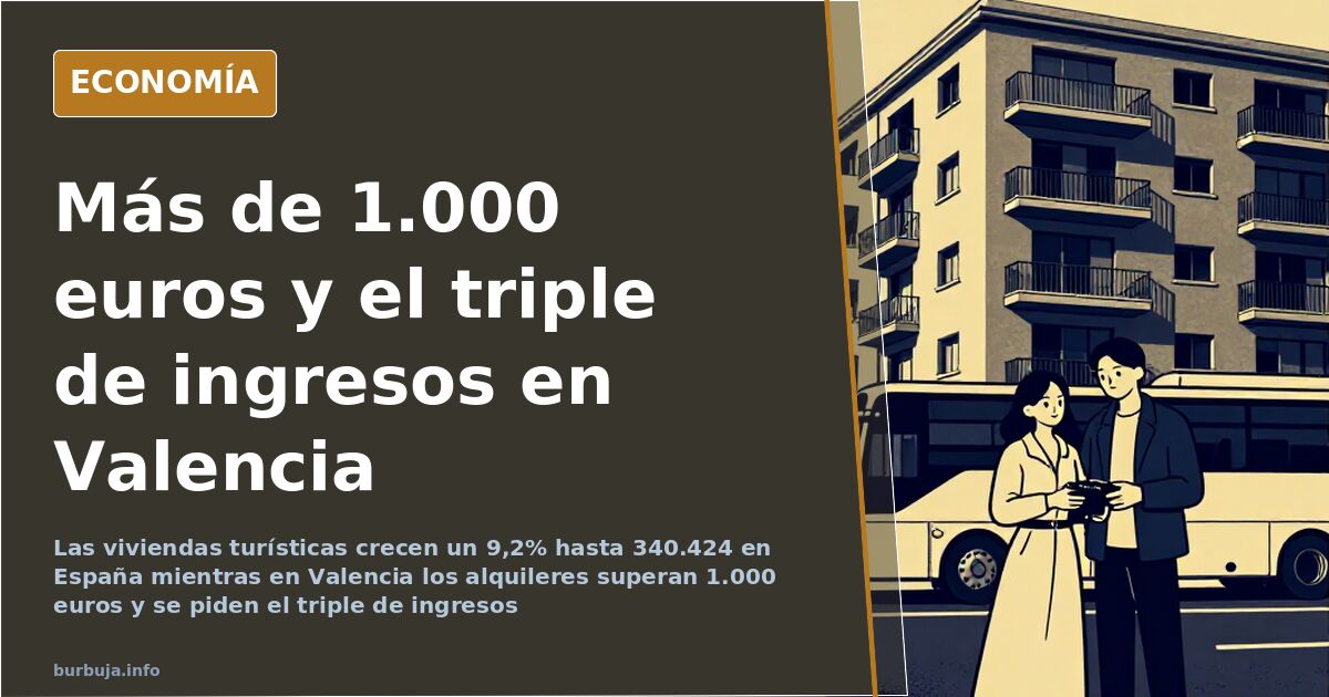 Edificio de viviendas en Valencia con el cartel del ascensor en cuatro idiomas y pisos turísticos en la finca