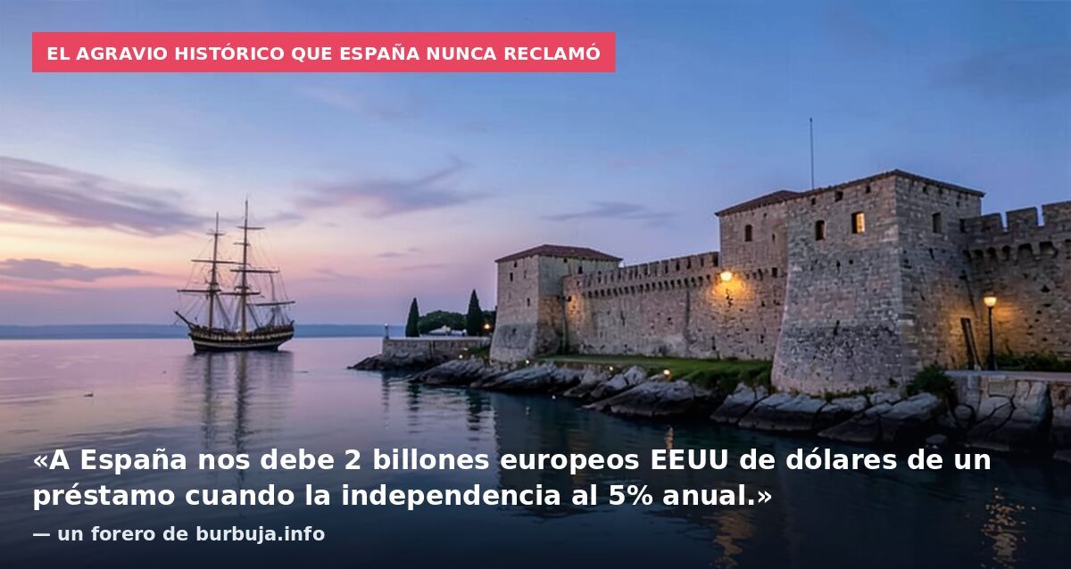 El agravio histórico que España nunca reclamó: «A España nos debe 2 billones europeos EEUU de dólares de un préstamo cuando la independencia al 5% anual.» — un forero de burbuja.info