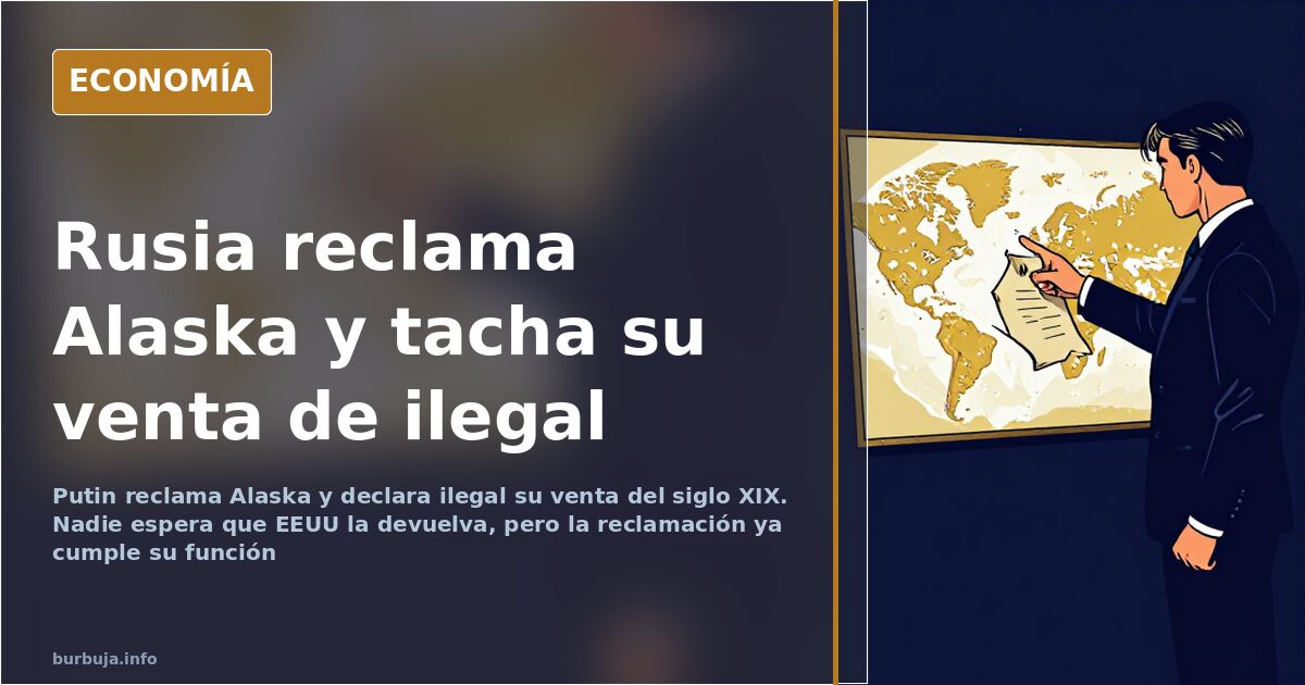 Mapa de América del Norte con Alaska destacada y la bandera de Rusia sobre el territorio en una ilustración editorial