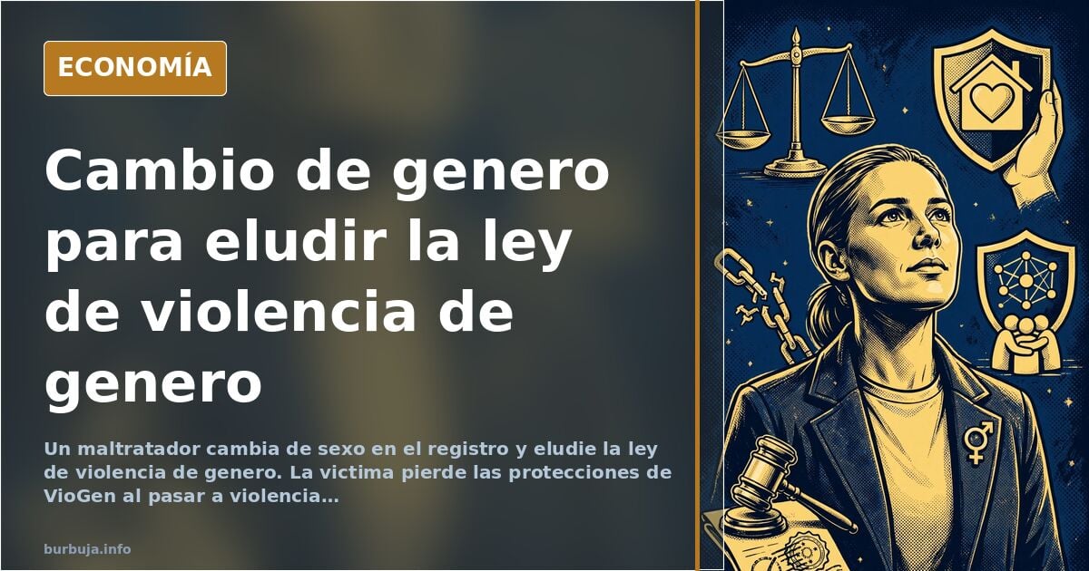 Ilustracion editorial de un expediente judicial con un simbolo de genero cruzado sobre una balanza de la justicia, en tonos a