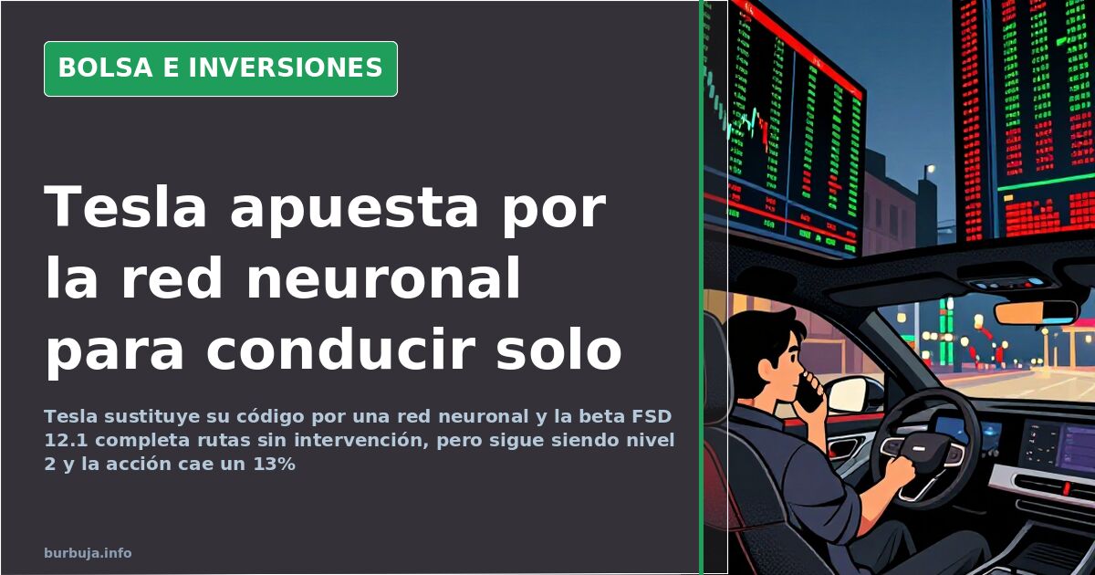 Tesla cambia su código por una red neuronal y la acción cae un 13%