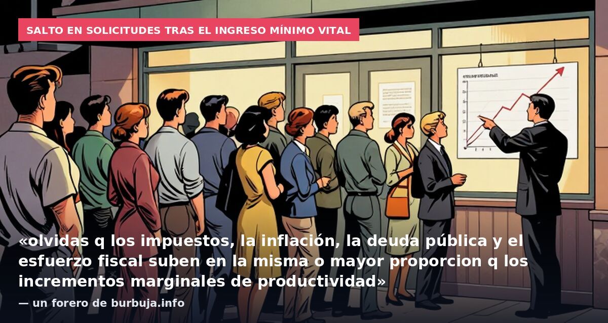 Salto en solicitudes tras el Ingreso Mínimo Vital: «olvidas q los impuestos, la inflación, la deuda pública y el esfuerzo fiscal suben en la misma o mayor proporcion q los incrementos marginales de productividad» — un forero de burbuja.info