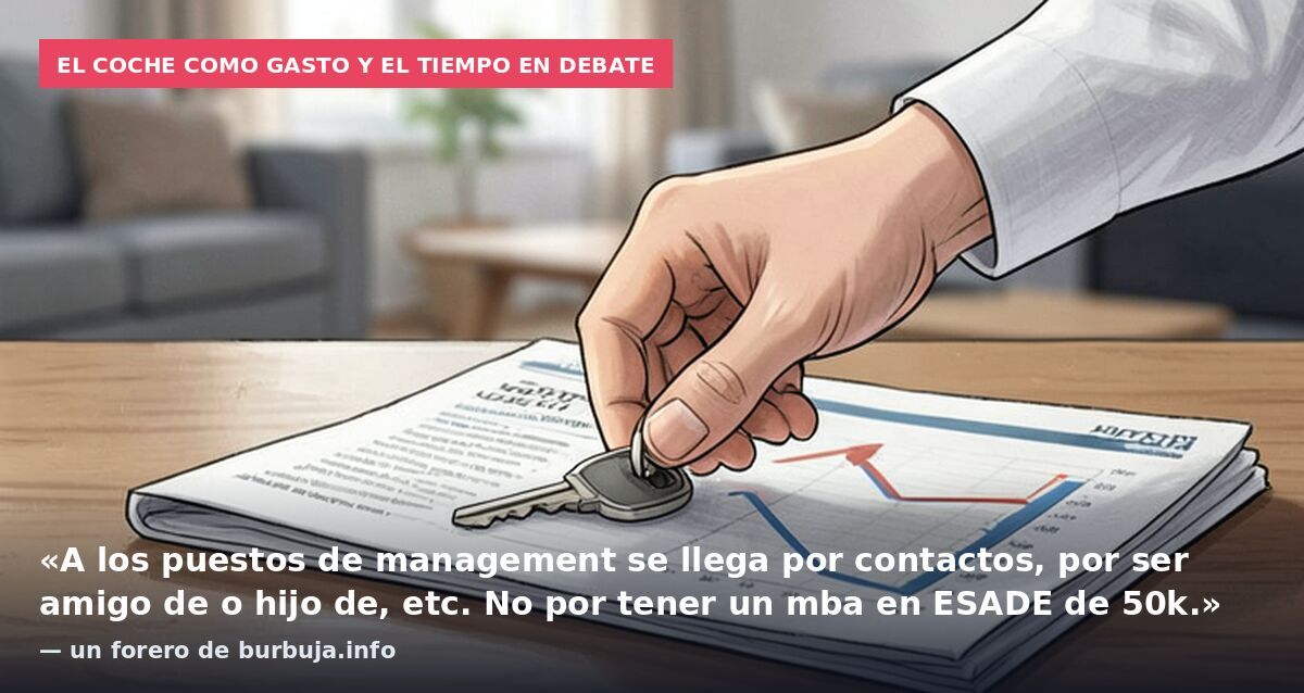 El coche como gasto y el tiempo en debate: «A los puestos de management se llega por contactos, por ser amigo de o hijo de, etc. No por tener un mba en ESADE de 50k.» — un forero de burbuja.info