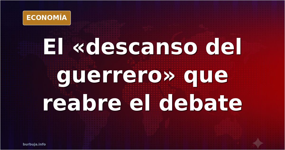 Ilustración editorial del descanso del guerrero: una figura ante dos caminos, uno luminoso y otro en sombra, en azul marino y
