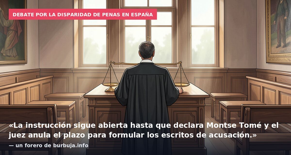 Debate por la disparidad de penas en España: «La instrucción sigue abierta hasta que declara Montse Tomé y el juez anula el plazo para formular los escritos de acusación.» — un forero de burbuja.info