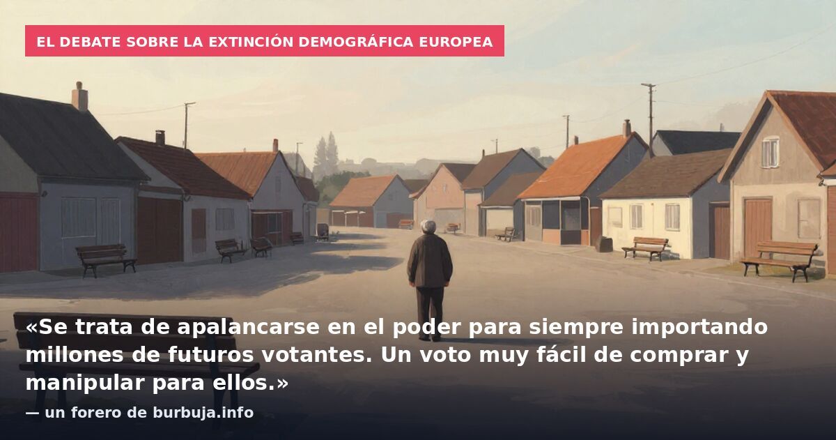 El debate sobre la extinción demográfica europea: «Se trata de apalancarse en el poder para siempre importando millones de futuros votantes. Un voto muy fácil de comprar y manipular para ellos.» — un forero de burbuja.info