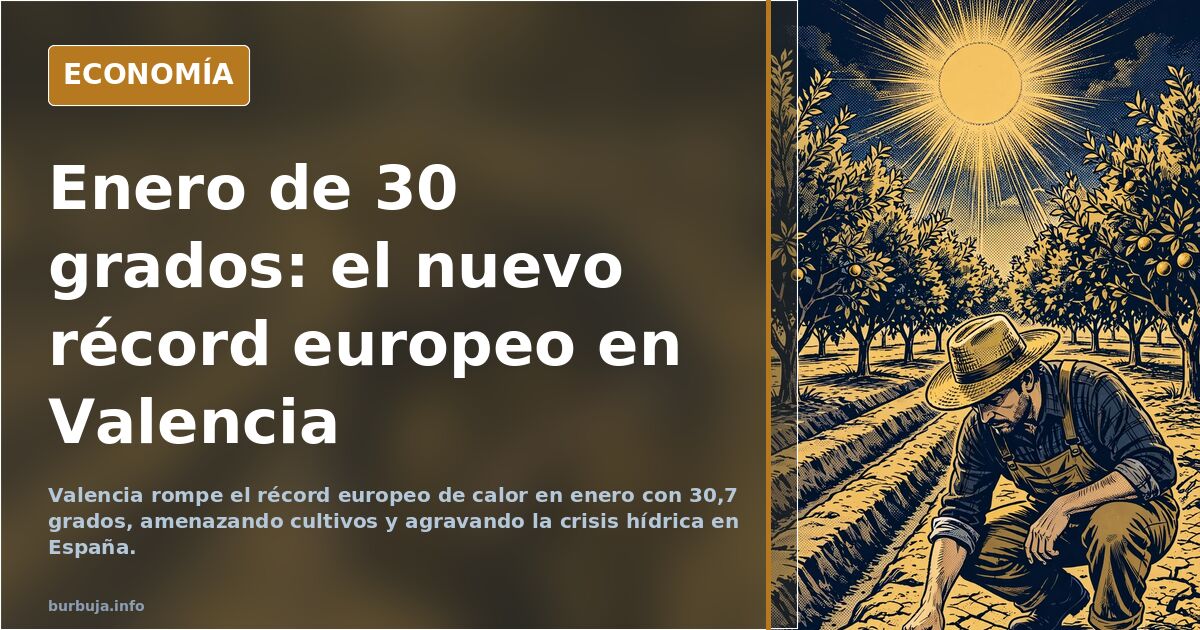 Mapa de calor de España mostrando temperaturas anómalas en enero en la costa mediterránea