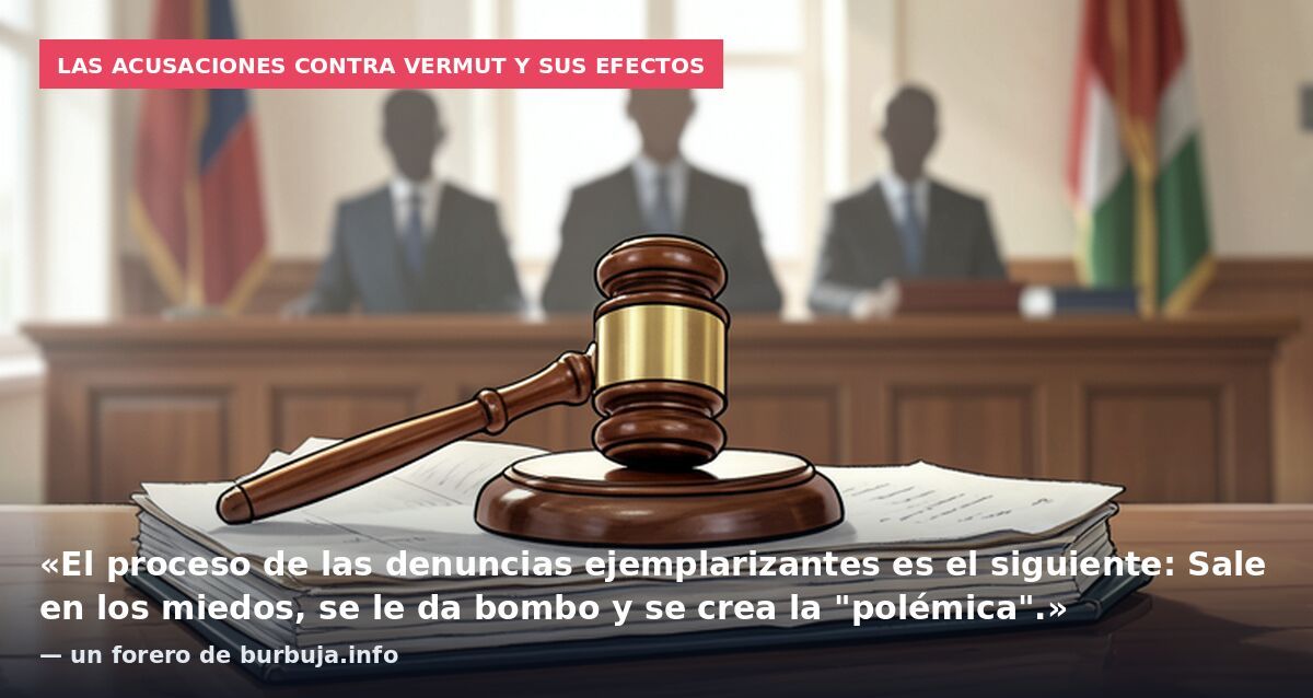 Las acusaciones contra Vermut y sus efectos: «El proceso de las denuncias ejemplarizantes es el siguiente: Sale en los miedos, se le da bombo y se crea la "polémica".» — un forero de burbuja.info