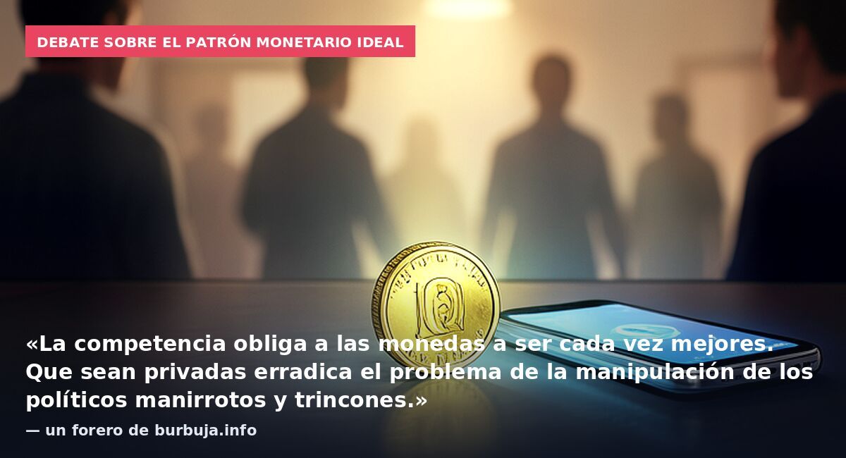 Debate sobre el patrón monetario ideal: «La competencia obliga a las monedas a ser cada vez mejores. Que sean privadas erradica el problema de la manipulación de los políticos manirrotos y trincones.» — un forero de burbuja.info