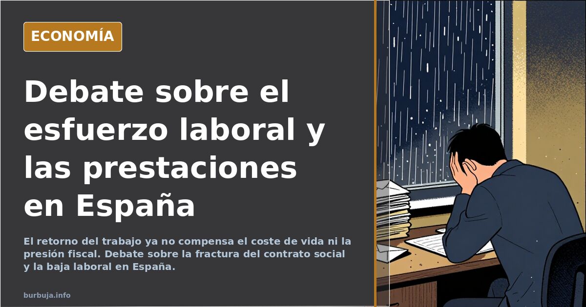 Ilustración que representa la tensión entre el trabajo y el sistema de bienestar