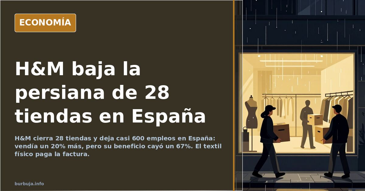 Persiana metálica bajada en el escaparate de una tienda de ropa con maniquíes al fondo, por el cierre de H&M en España
