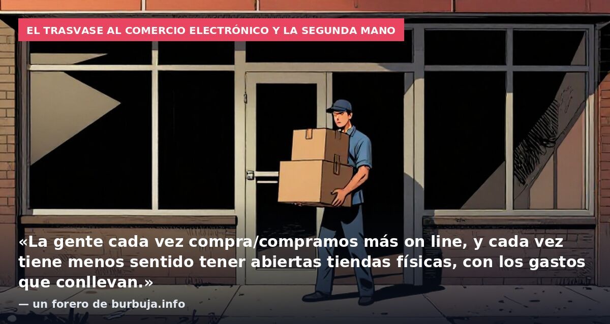 El trasvase al comercio electrónico y la segunda mano: «La gente cada vez compra/compramos más on line, y cada vez tiene menos sentido tener abiertas tiendas físicas, con los gastos que conllevan.» — un forero de burbuja.info