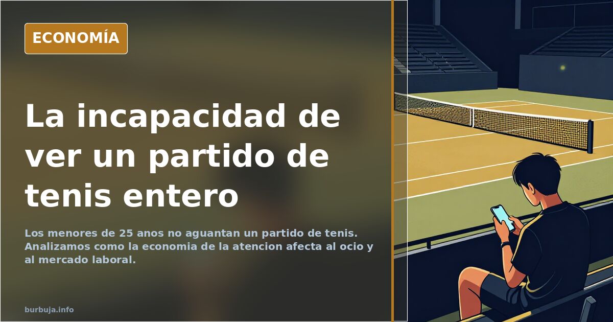 Persona joven mirando un reloj con ansiedad mientras se juega un partido de tenis de fondo