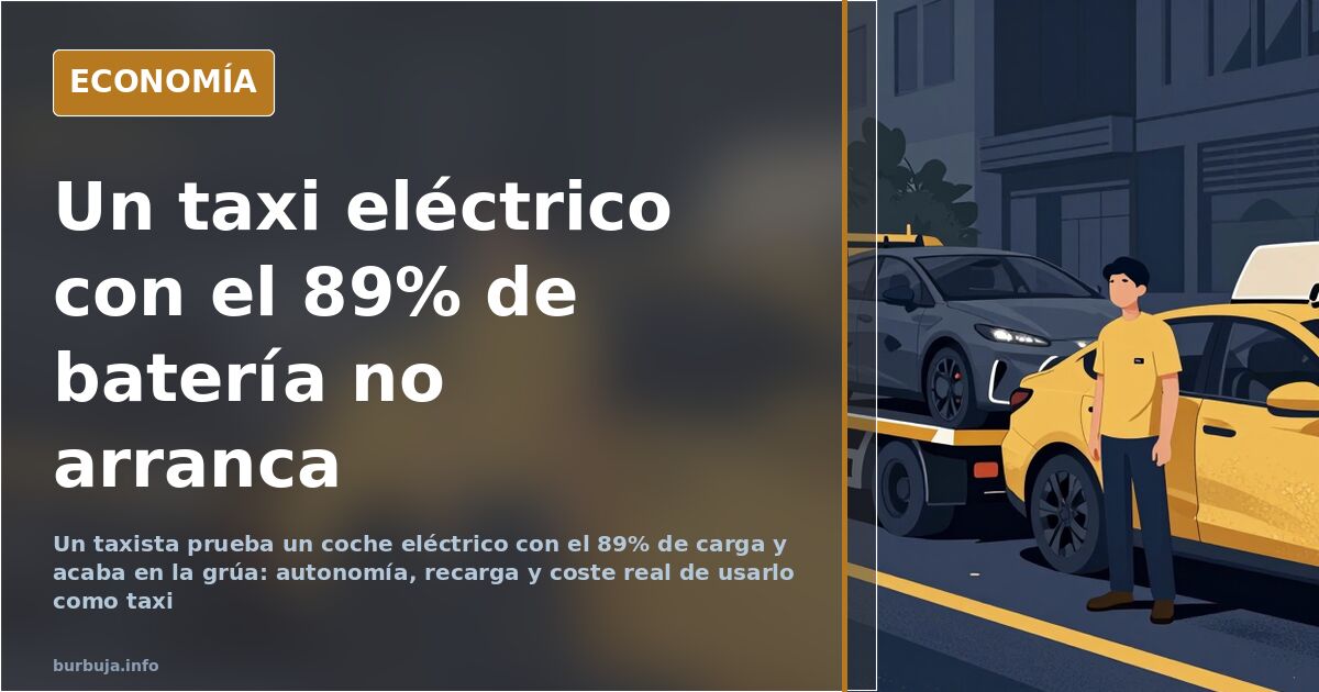 Un coche eléctrico subido en la plataforma de una grúa al borde de la carretera mientras el conductor espera