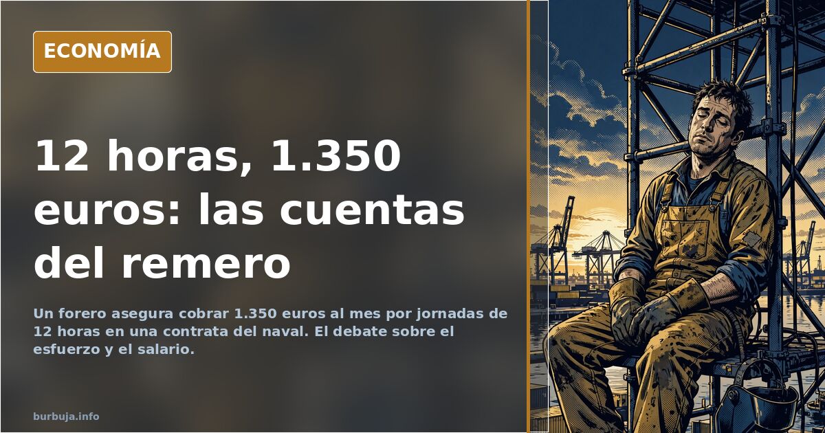 Ilustración editorial de un trabajador industrial caminando de espaldas al amanecer hacia una nave del polígono